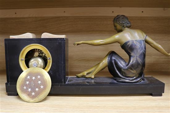 An Art Deco clock garniture